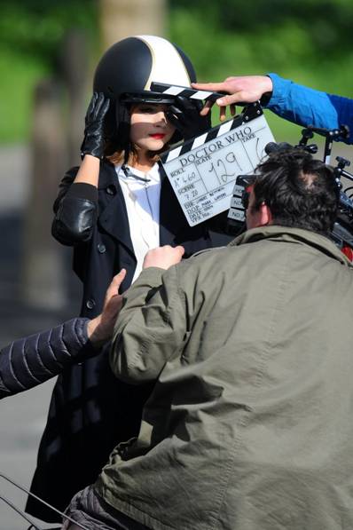 Jenna Coleman films scenes for the new series of Doctor Who in Cardiff